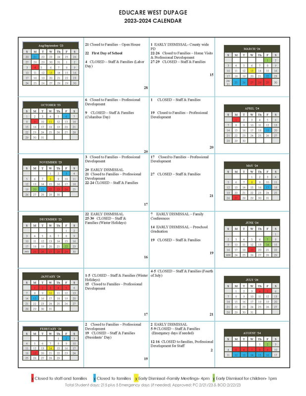 2023-2024 Educare Calendar